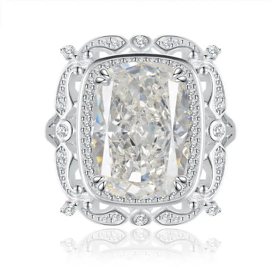 Radiant Engagement Ring 10*14 925 Silver High Carbon Diamond
