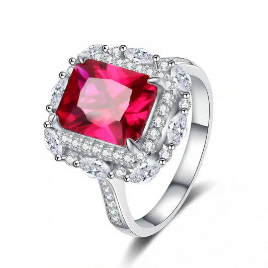 Radiant Engagement Ring 8*10 925 Silver 5A Zircon