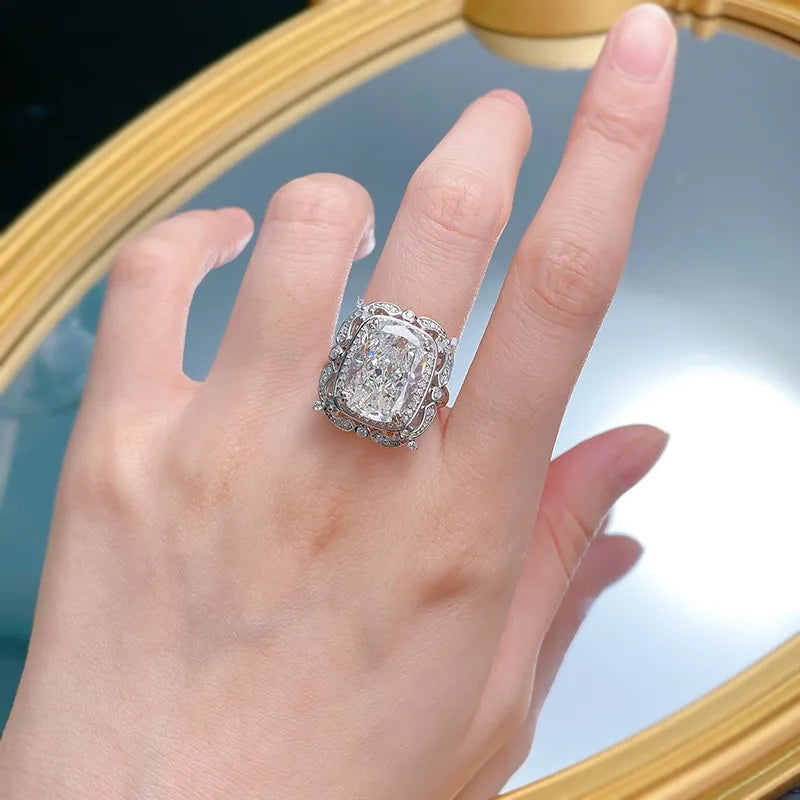 Radiant Engagement Ring 10*14 925 Silver High Carbon Diamond