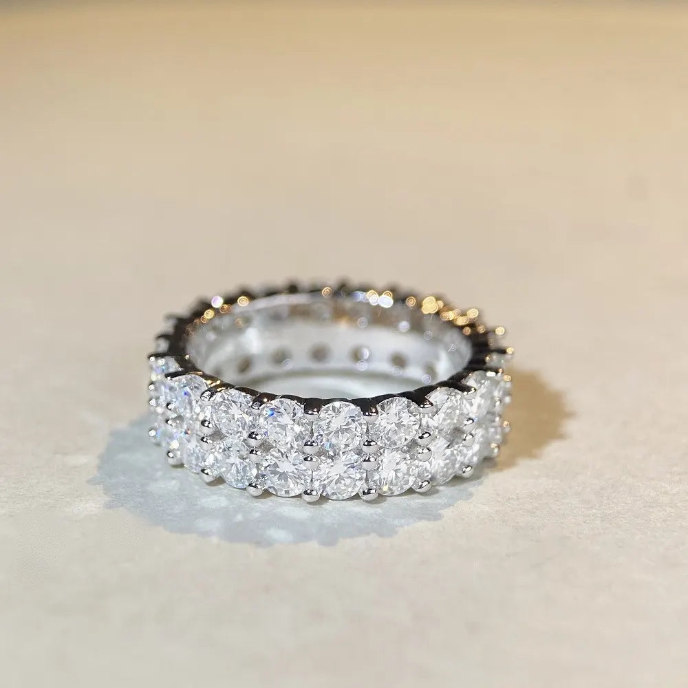 Round Engagement Ring 925 Silver Moissanite