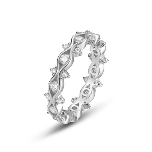 Round Engagement Ring 2.5mm 925 Silver Moissanite