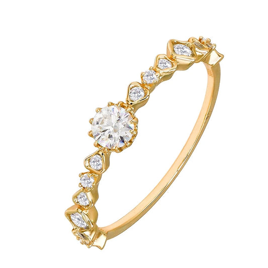 Round Engagement Ring 925 Silver Moissanite