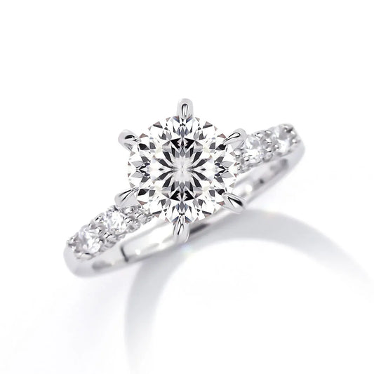 Round Engagement Ring 3ct 925 Silver Moissanite