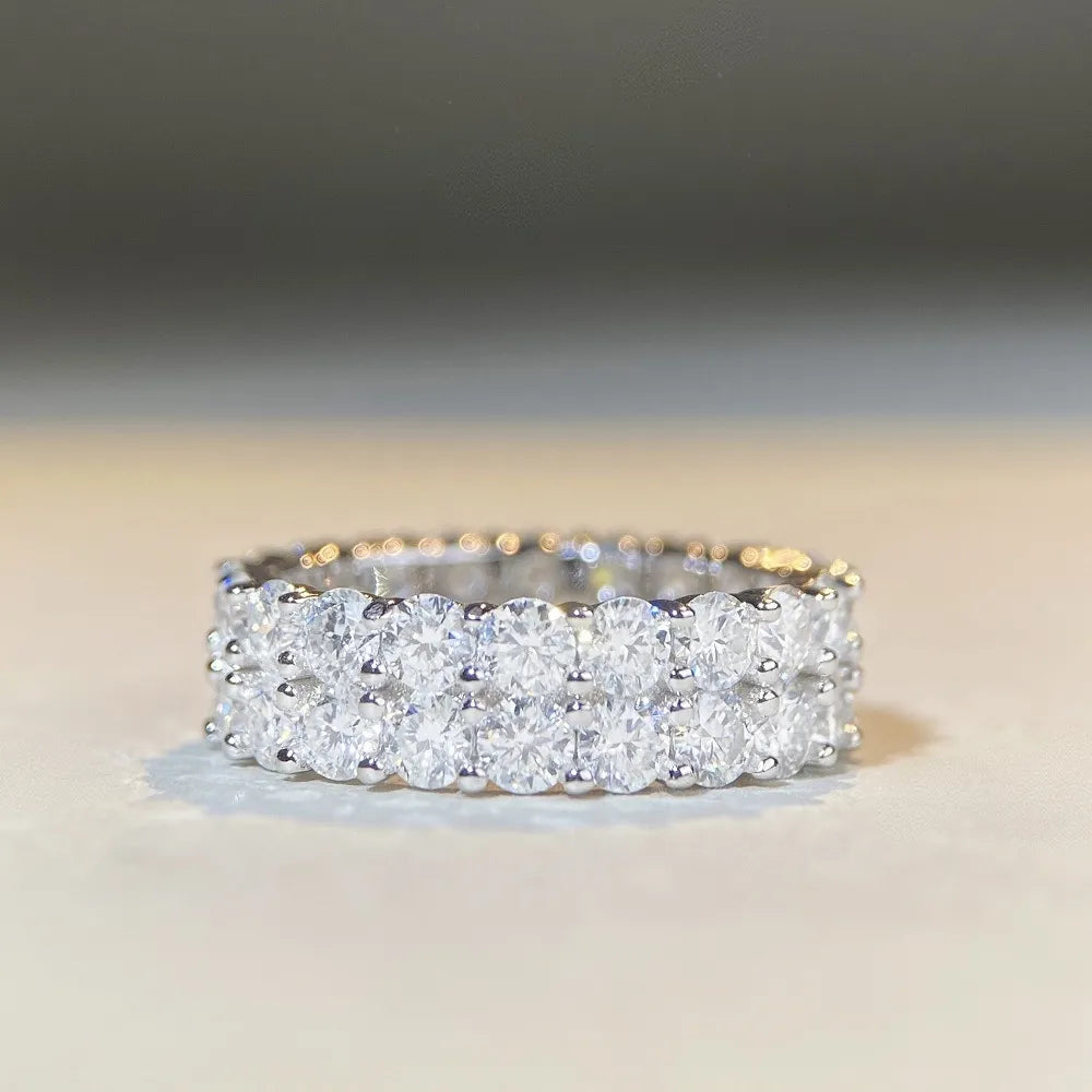 Round Engagement Ring 925 Silver Moissanite