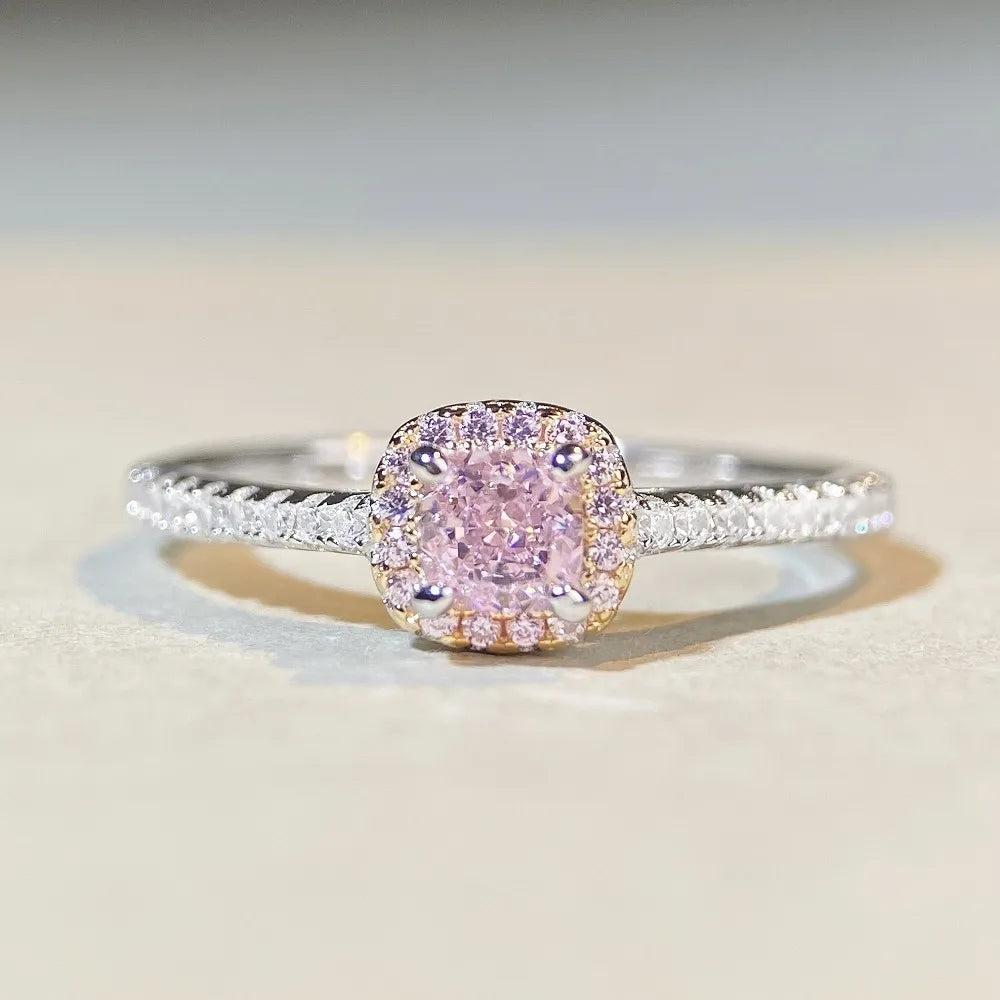 Princess Engagement Ring  925 Silver High Carbon Diamond