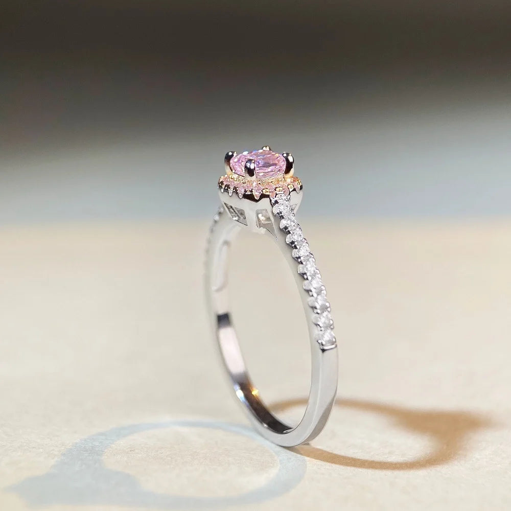 Princess Engagement Ring  925 Silver High Carbon Diamond