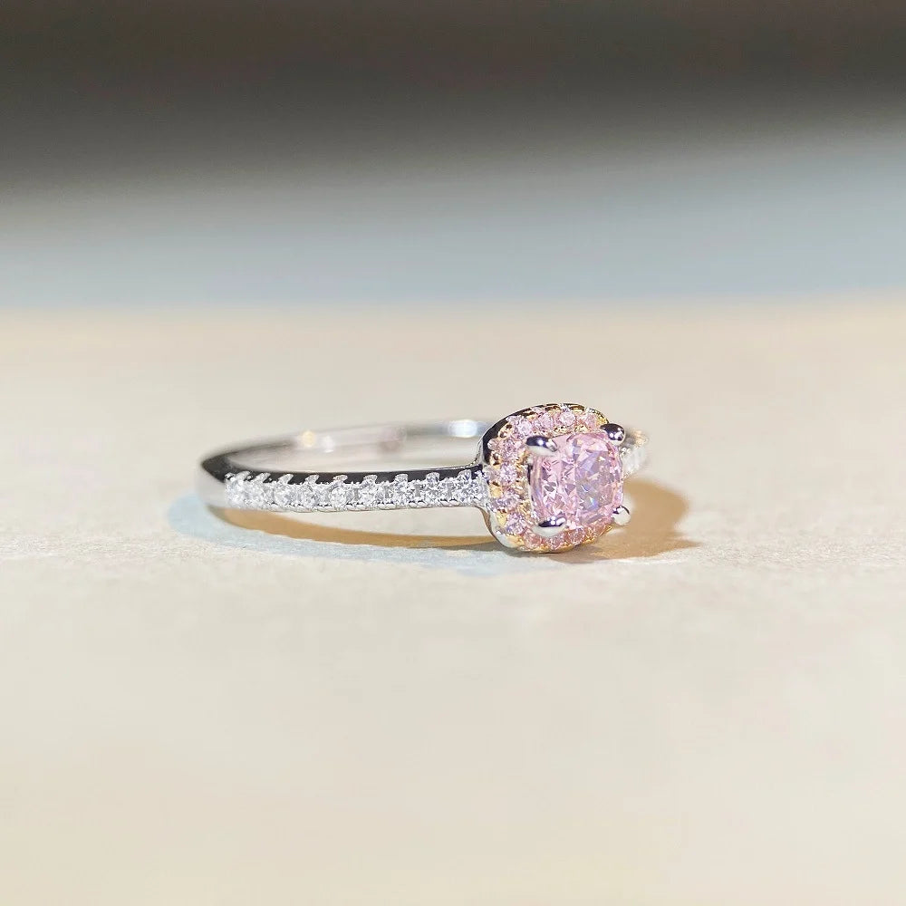 Princess Engagement Ring  925 Silver High Carbon Diamond