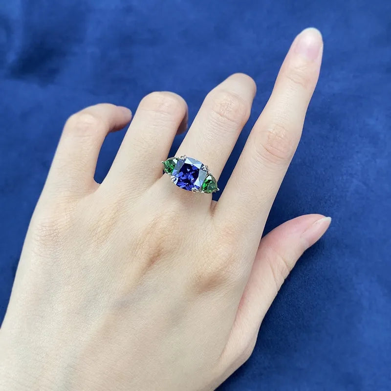 Cushion Engagement Ring 10*10 925 Silver Tanzanite