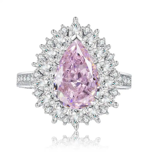 Pear Engagement Ring 8*12 925 Silver High Carbon Diamond