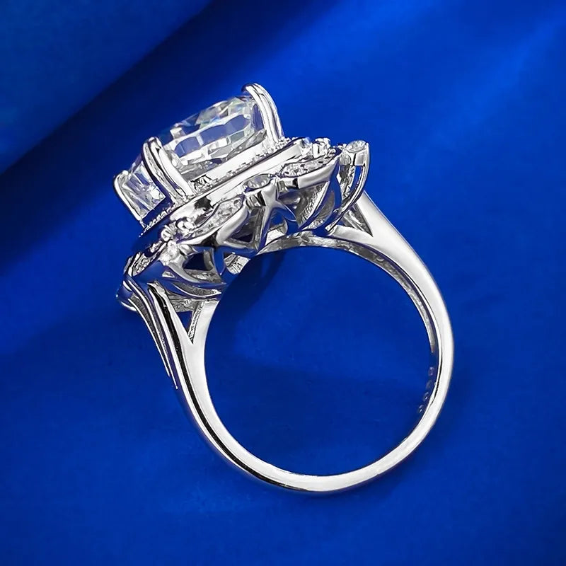 Radiant Engagement Ring 10*14 925 Silver High Carbon Diamond