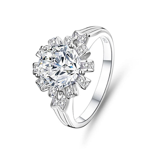 Round Engagement Ring 2ct 8mm 925 Silver Moissanite