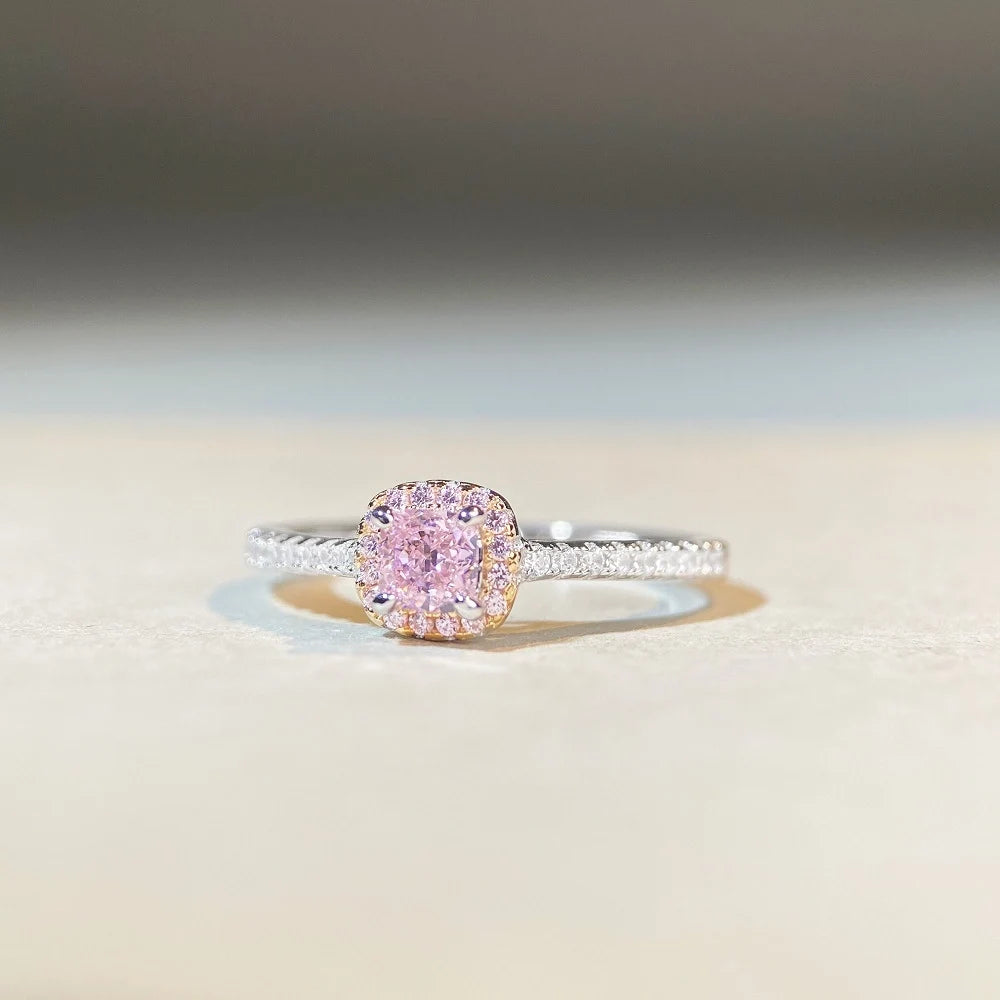 Princess Engagement Ring  925 Silver High Carbon Diamond