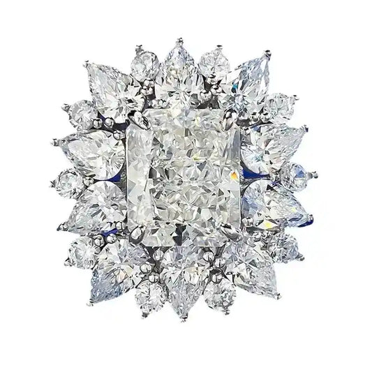 Radiant Engagement Ring 9*11 925 Silver High Carbon Diamond
