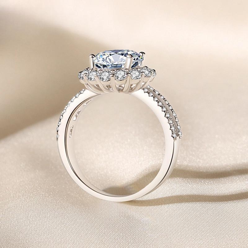 Round Engagement Ring 3ct 925 Silver Moissanite