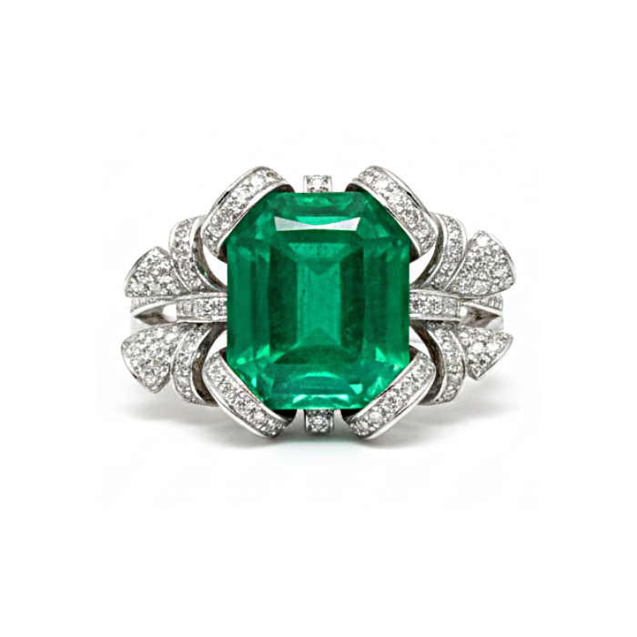 18K Gold 4.05ct Premium Emerald Diamond Ring