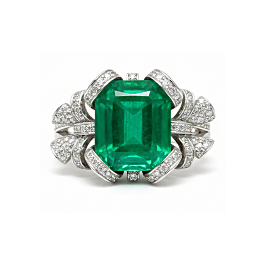 18K Gold 4.05ct Premium Emerald Diamond Ring