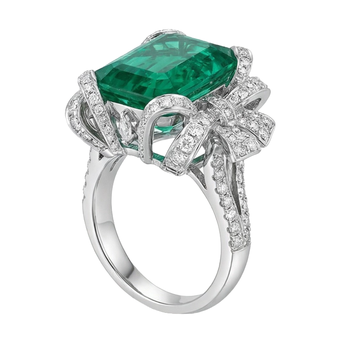 18K Gold 4.05ct Premium Emerald Diamond Ring