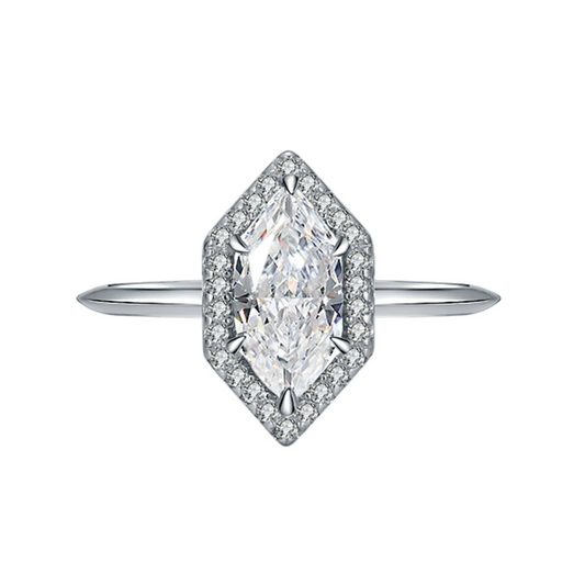 Marquise Engagement Ring 1.4ct 5*10 925 Silver High Carbon Diamond