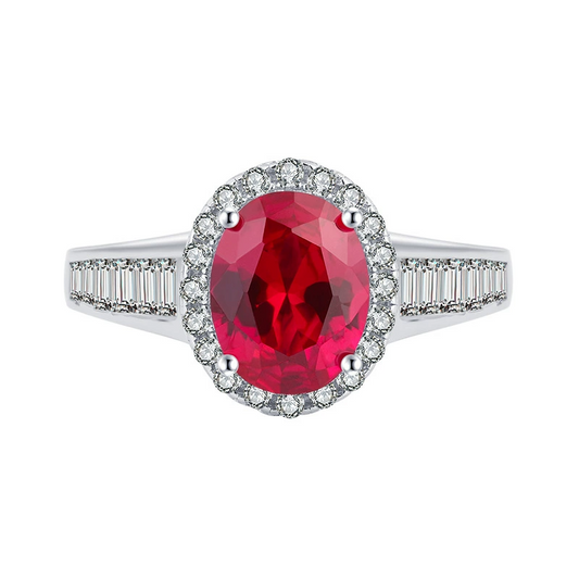 Oval Engagement Ring 7*9 925 Silver High Carbon Diamond