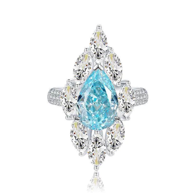 Pear Engagement Ring 4ct 8*12 925 Silver High Carbon Diamond
