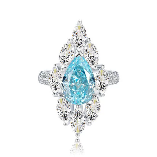 Pear Engagement Ring 4ct 8*12 925 Silver High Carbon Diamond