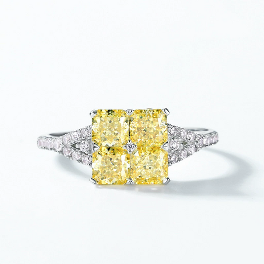 Princess Engagement Ring 4*4 925 Silver High Carbon Diamond