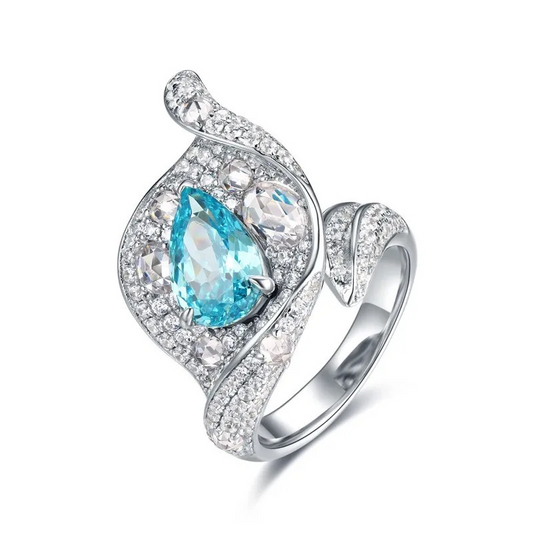 Pear Engagement Ring 925 Silver High Carbon Diamond