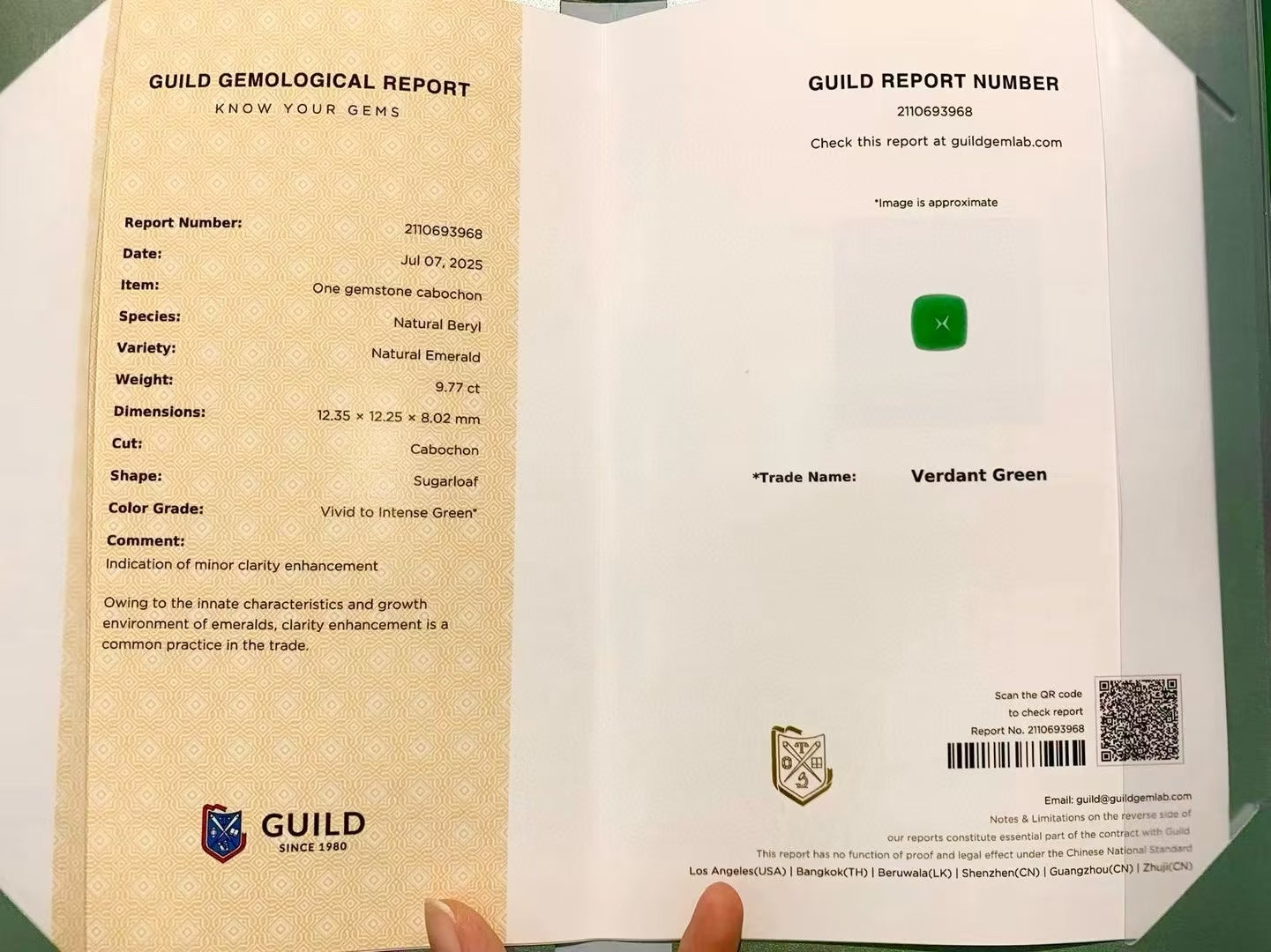 Ultimate High Jewelry | 9.77ct Verdant Green Sugarloaf Emerald Ring in PT950 Platinum (Guild Certified)