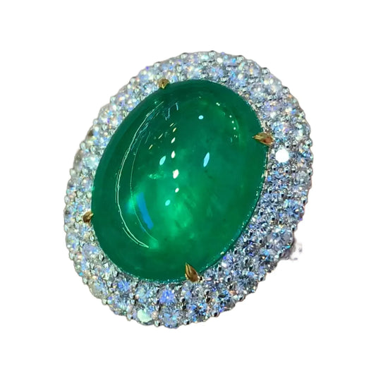 14ct Zambian Cabochon Emerald Ring/Pendant Convertible