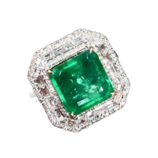 18K Gold 3ct Natural Emerald Ring Vibrant Color