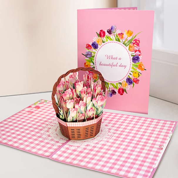 Jewelryay Exclusive | Customizable 3D NFC Greeting Card Flower Basket