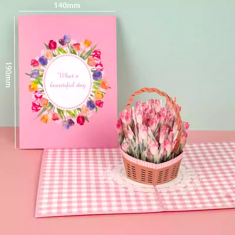 Jewelryay Exclusive | Customizable 3D NFC Greeting Card Flower Basket