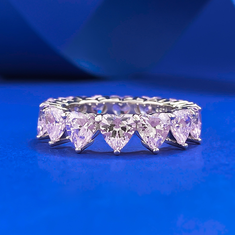 Heart Prong Engagement Ring 5*5mm 925 Silver High Carbon Diamond