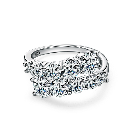 Double Head Engagement Ring 925 Silver Moissanite Open Ring