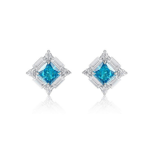 Princess Engagement Earrings 7*7 925 Silver High Carbon Diamond