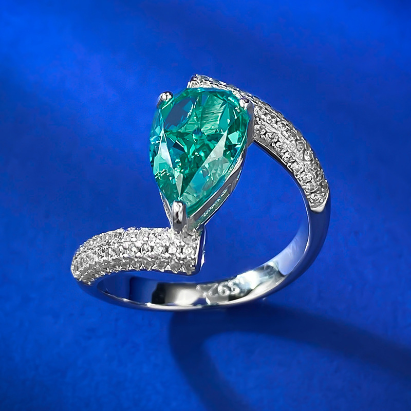 Pear Engagement Ring 7*11 925 Silver High Carbon Diamond
