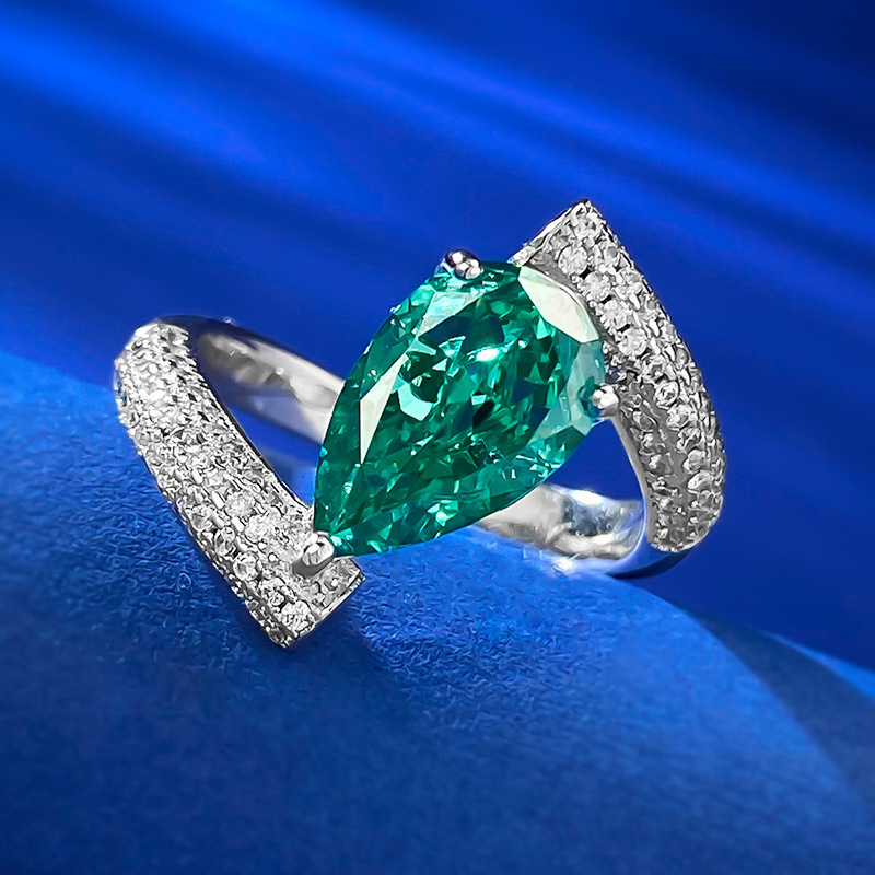 Pear Engagement Ring 7*11 925 Silver High Carbon Diamond