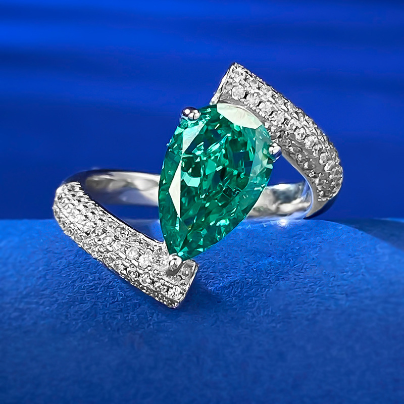 Pear Engagement Ring 7*11 925 Silver High Carbon Diamond