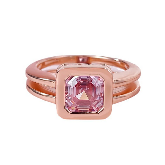 Asscher Engagement Ring 7*7 925 Silver High Carbon Diamond