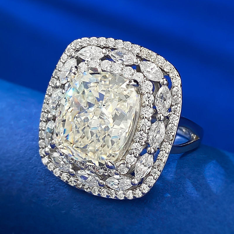 Cushion Engagement Ring 5ct 10*12 925 Silver High Carbon Diamond