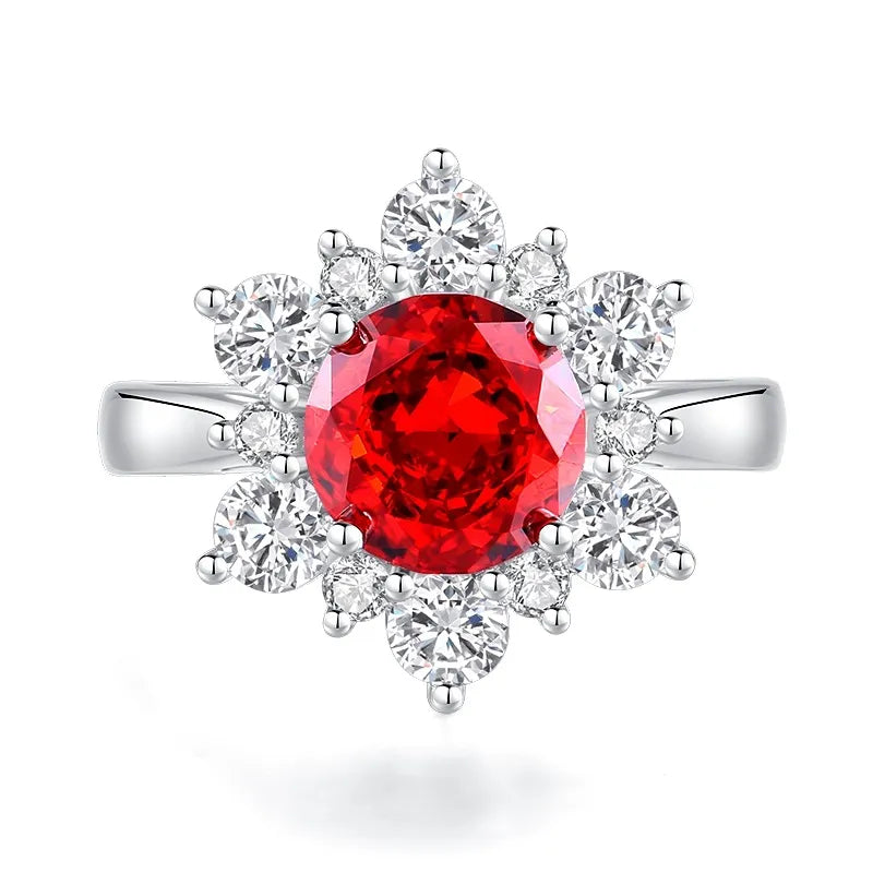 Round Engagement Ring 8*8 925 Silver High carbon diamond