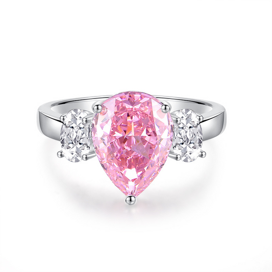 Pear Engagement Ring 10ct 10*12 925 Silver High Carbon Diamond