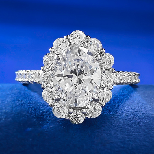 Oval Engagement Ring 7*9 925 Silver High Carbon Diamond