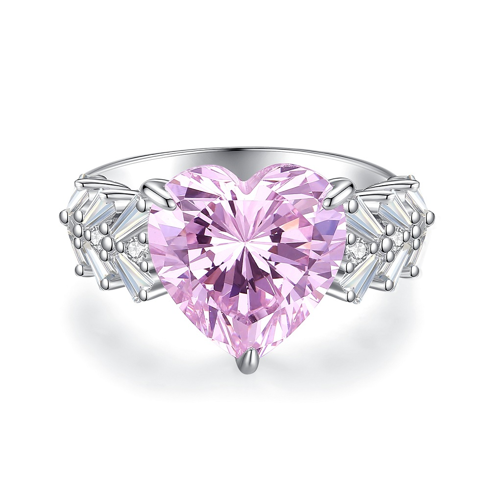 Heart Engagement Ring 6ct 12*12mm 925 Silver Zircon
