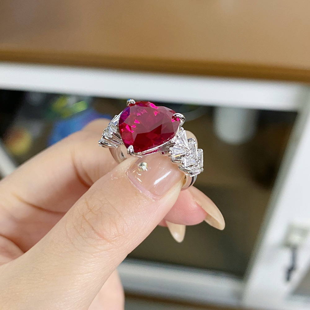 Heart Engagement Ring 6ct 12*12mm 925 Silver Zircon