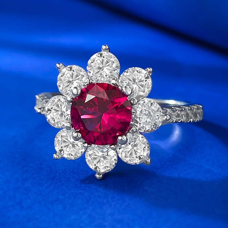 Round Engagement Ring 1ct 6.5mm 925 Silver High Carbon Diamond