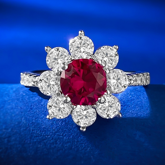 Round Engagement Ring 1ct 6.5mm 925 Silver High Carbon Diamond