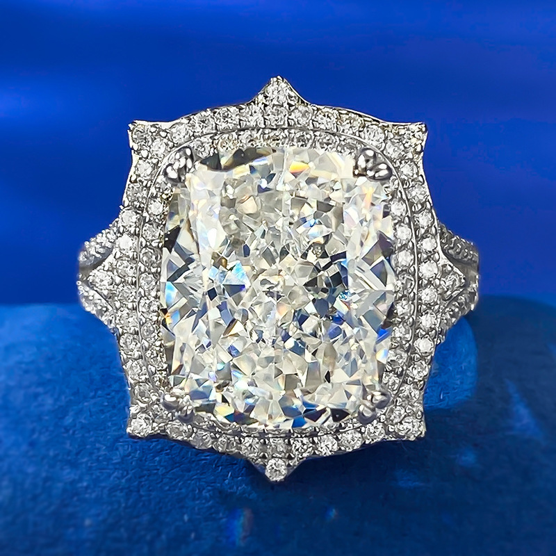 Cushion Engagement Ring 10*12 925 Silver High Carbon Diamond