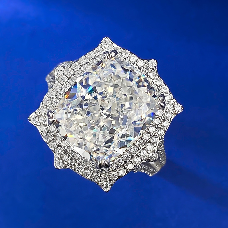 Cushion Engagement Ring 10*12 925 Silver High Carbon Diamond