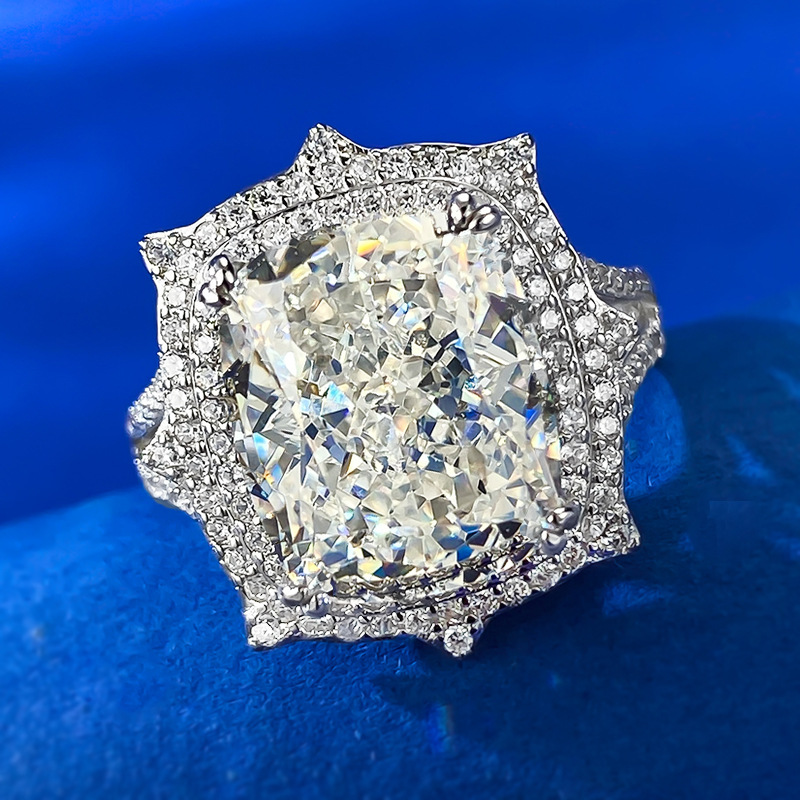 Cushion Engagement Ring 10*12 925 Silver High Carbon Diamond
